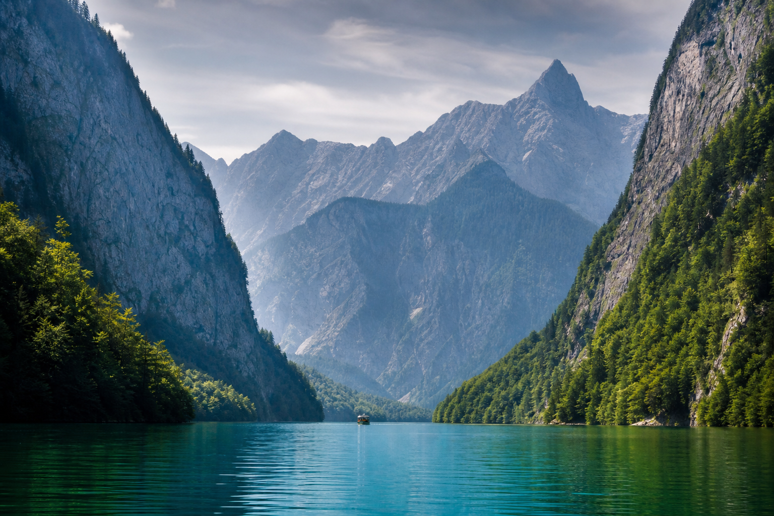 Königssee und Bergmassiv im Nationalpark Berchtesgaden