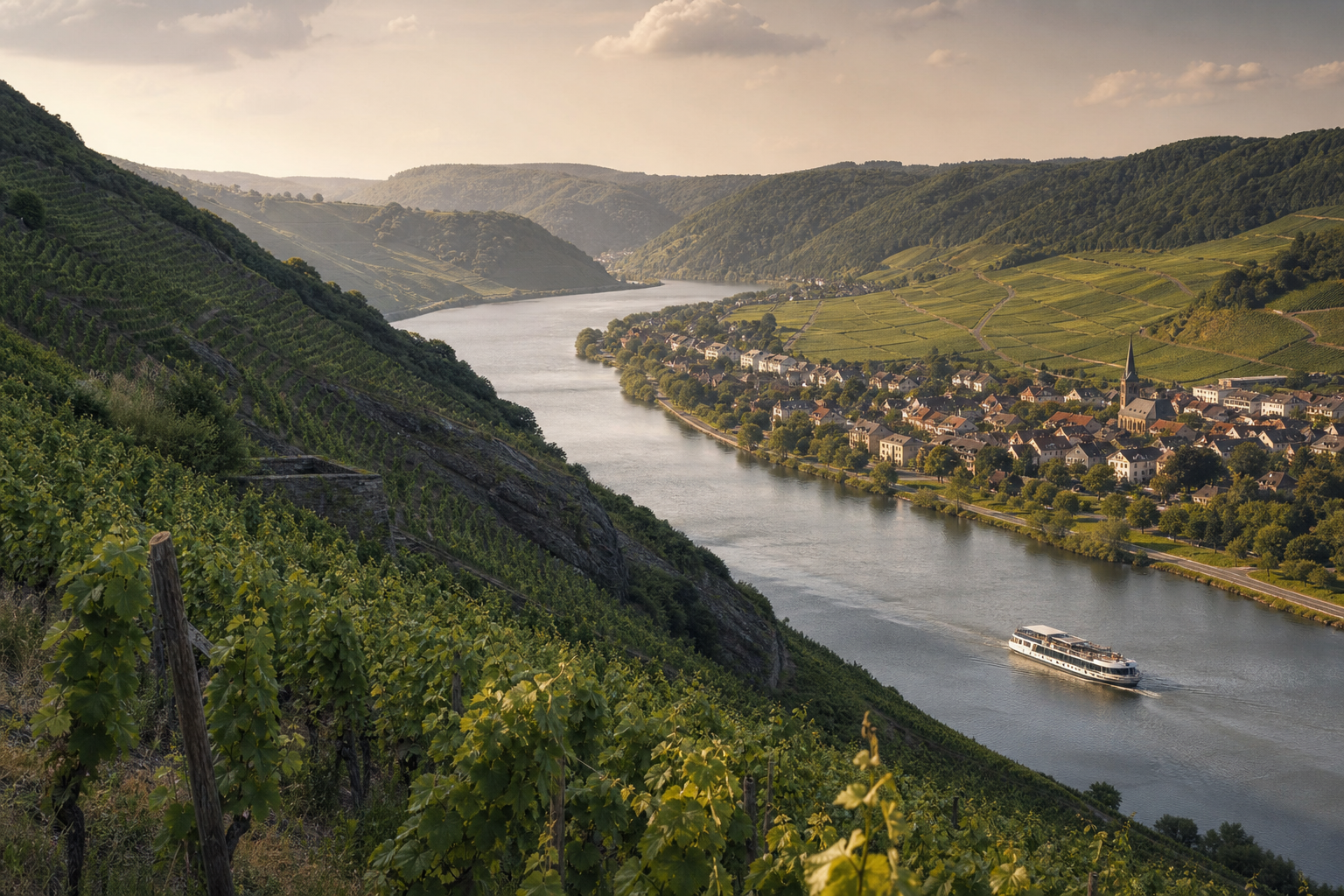 Steile Rieslingweinberge an der Mosel