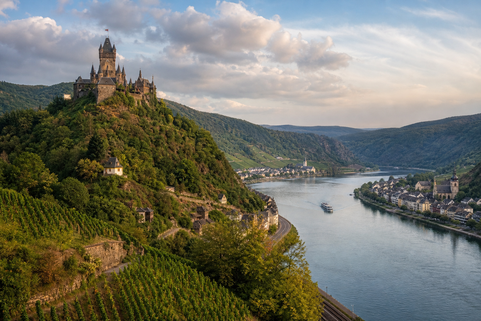 Mittelrheintal mit Burgen und Weinbergen